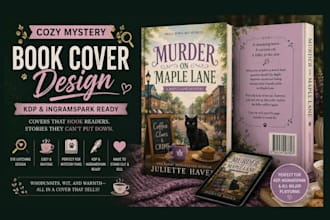 design a charming cozy mystery book cover for indie authors