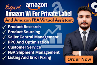 be your expert amazon fba virtual assistant for private label, amazon va