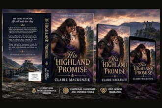 design a scottish highland romance book cover for amazon KDP