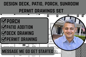 design deck, patio, porch, sunroom permit drawings set