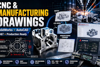 create manufacturing and cnc machining technical drawings in solidworks autocad