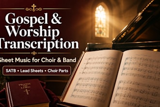 transcribe your gospel or worship music into professional sheet music