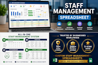 create a staff management spreadsheet with KPI tracking and leave log