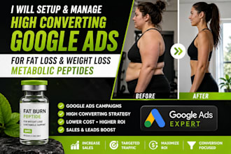 set up google ads for fat loss and metabolic peptide brand