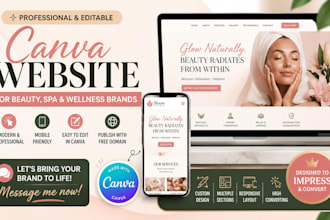 design a canva website for beauty, spa, or wellness brands