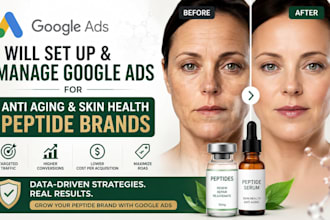 set up and manage google ads for anti aging and skin health peptide brands