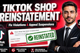tiktok shop reinstatement, remove tiktok shop   violation and appeal suspension