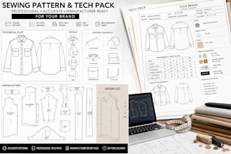 create sewing pattern tech pack and clothing pattern for your brand
