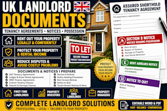 prepare UK tenancy agreements section 8 notices eviction notices, landlord forms