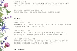 custom menus and other promotional material