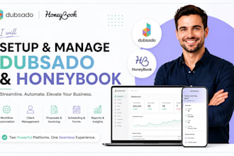 setup dubsado, honeybook crm, coda database and workflow automation