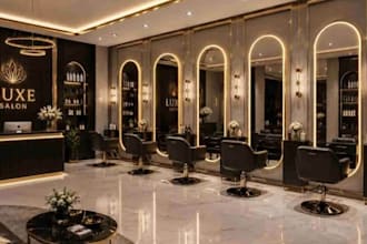 do design modern 3d hair salon, spa, nail salon, clinic, shop and 3d rendering
