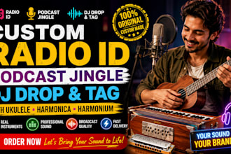 produce radio id podcast jingle dj drop tag with ukulele harmonica harmonium