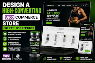 design a high converting woo commerce store for fat loss peptides