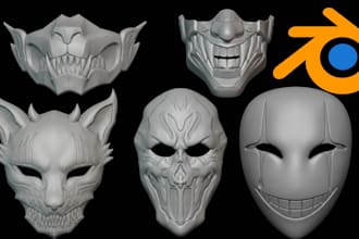 design 3d mask 3d helmet 3d anime cosplay mask  3d printable file for printing