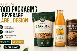 create premium food packaging and beverage label designs