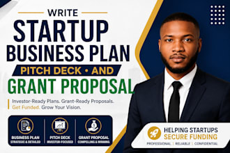 write startup business plan pitch deck and grant proposal