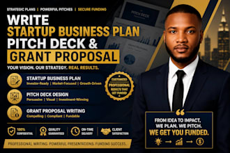 write startup business plan pitch deck and grant proposal
