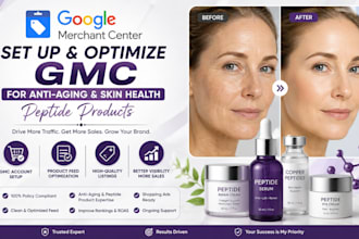 set up and optimize gmc for anti aging and skin health peptide products