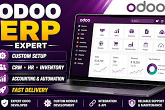 setup and customize odoo erp for inventory, CRM HR and accounting