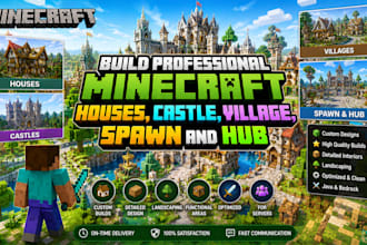 build professional minecraft house, castle, village, spawn and hub
