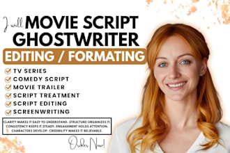 edit movie script, screenplay film script comedy ghostwrite feature film script