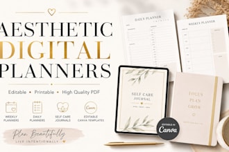 design aesthetic printable and digital planners