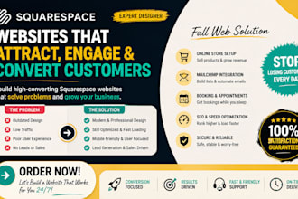 design squarespace website for online store, mailchimp email marketing, full web