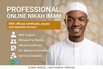 officiate your online nikah and provide an islamic marriage certificate