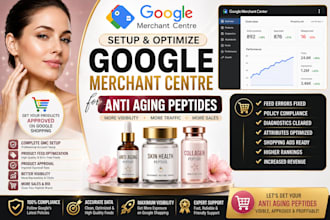 setup and optimize google merchant centre for anti aging peptides store