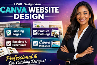 design a professional canva website or landing page in spanish and english