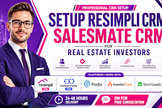 setup resimpli crm salesmate crm for real estate podio investorfuse batchleads