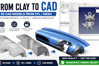 do reverse engineering stl to step conversion and mesh to cad modeling