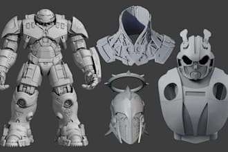 create 3d armor model, custom cosplay design game assets and stl for 3d printing