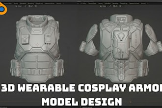 create 3d armor model, custom cosplay design game assets and stl for 3d printing
