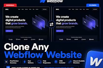 clone any webflow website and redesign it as a webflow expert