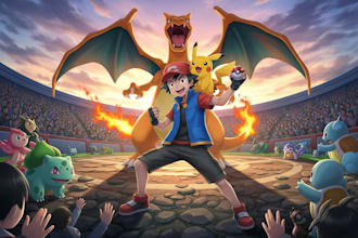 draw pokemon team with you as trainer in outstanding quality