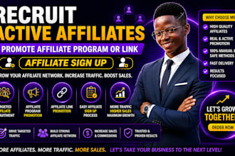 recruit active affiliates, promote affiliate program or link, affiliate sign up