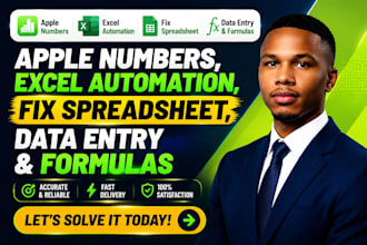 do apple numbers, excel automation, fix spreadsheet, data entry and formulas