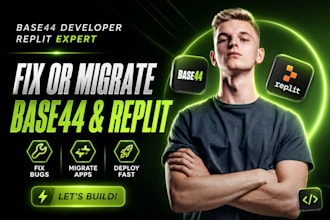 fix or migrate base44 and replit app as a base44 developer and replit expert