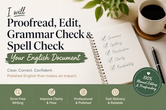 proofread edit grammar check and spell check english document