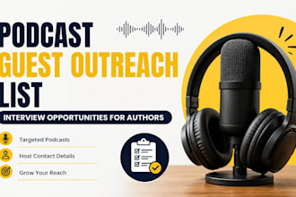 build podcast outreach list and podcast guest opportunities for authors