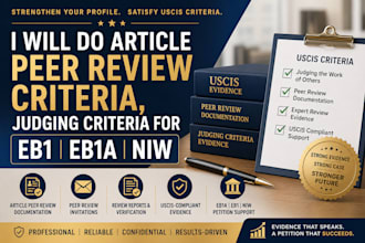 do article peer review criteria judging criteria for eb1 eb1a niw