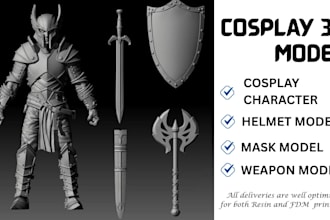 design custom 3d model for cosplay props armors helmet and character accessories