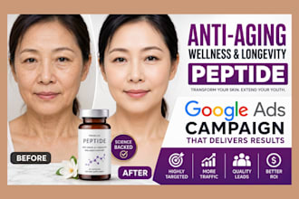 create and manage anti aging, wellness, longevity peptide google ads campaigns