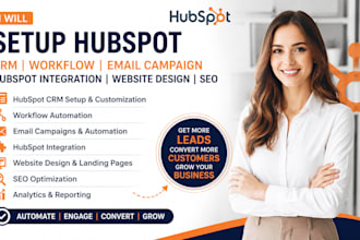 setup hubspot CRM workflow email campaign hubspot integration website design seo