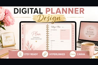 etsy digital planner etsy hyperlinked journal digital product canva ebook design