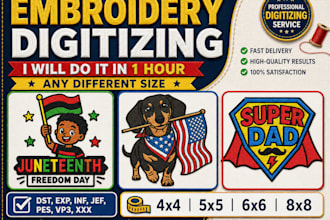 digitize image or logo into embroidery  files