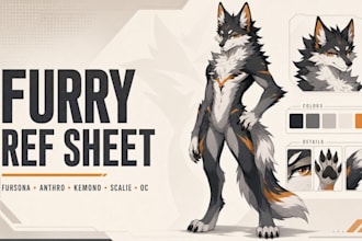 draw furry ref sheet, fursona, scalie, kemono, therian, oc character art, anthro
