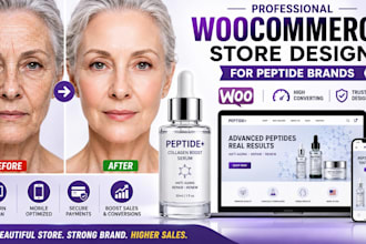 design professional woocommerce store for anti aging peptide and skincare brand